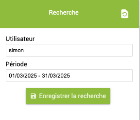 Bouton d'enregistrement de la recherche
