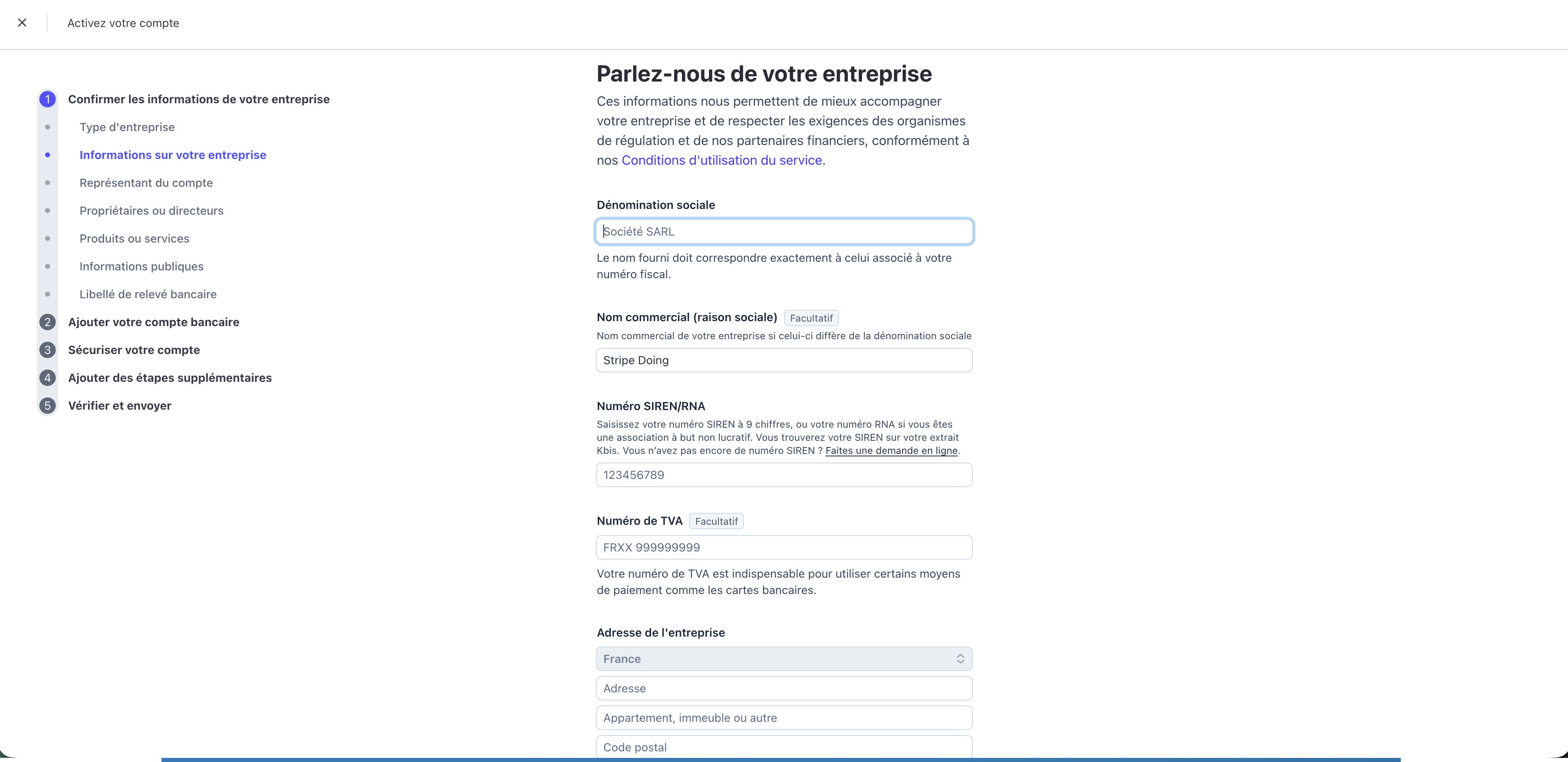 Image d'information entreprise stripe