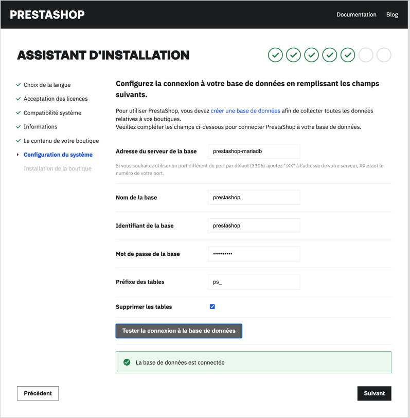 Écran de licence d'utilisation de PrestaShop