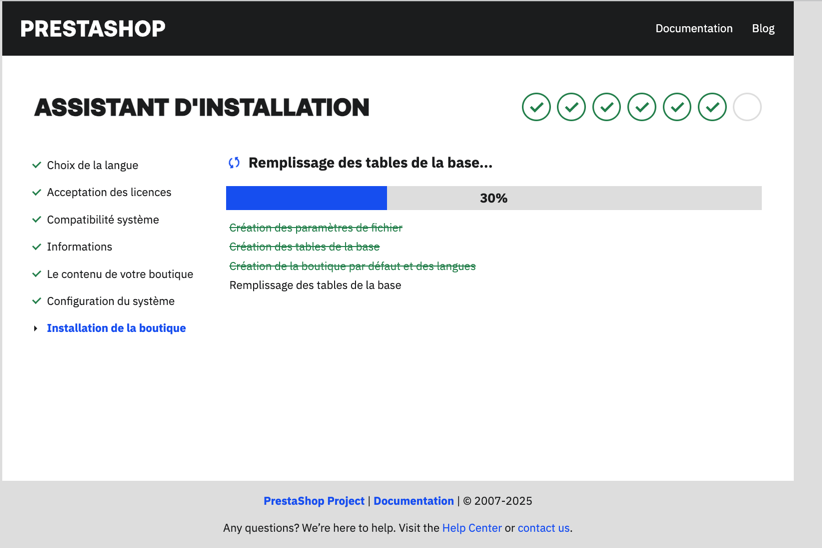 Écran de licence d'utilisation de PrestaShop