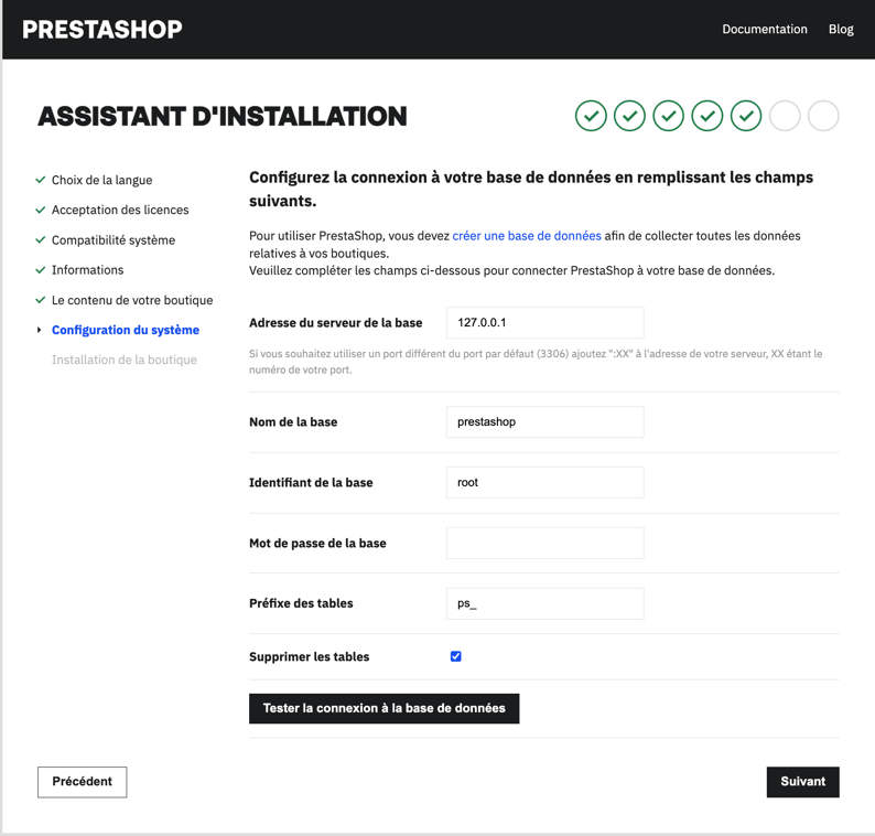 Écran de licence d'utilisation de PrestaShop
